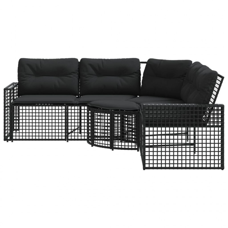 Narożna sofa ogrodowa z poduszkami i podnóżkiem, polirattan