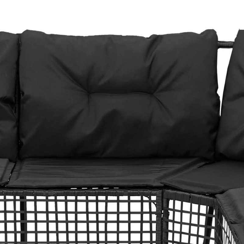Narożna sofa ogrodowa z poduszkami i podnóżkiem, polirattan