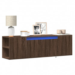 Ścienna szafka TV z LED, brązowy dąb, 135x31x39,5 cm