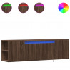 Ścienna szafka TV z LED, brązowy dąb, 135x31x39,5 cm