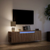 Ścienna szafka TV z LED, brązowy dąb, 135x31x39,5 cm