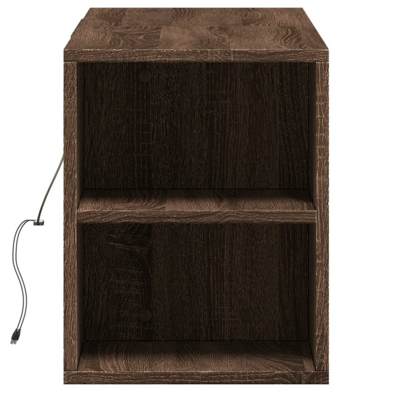 Ścienna szafka TV z LED, brązowy dąb, 135x31x39,5 cm