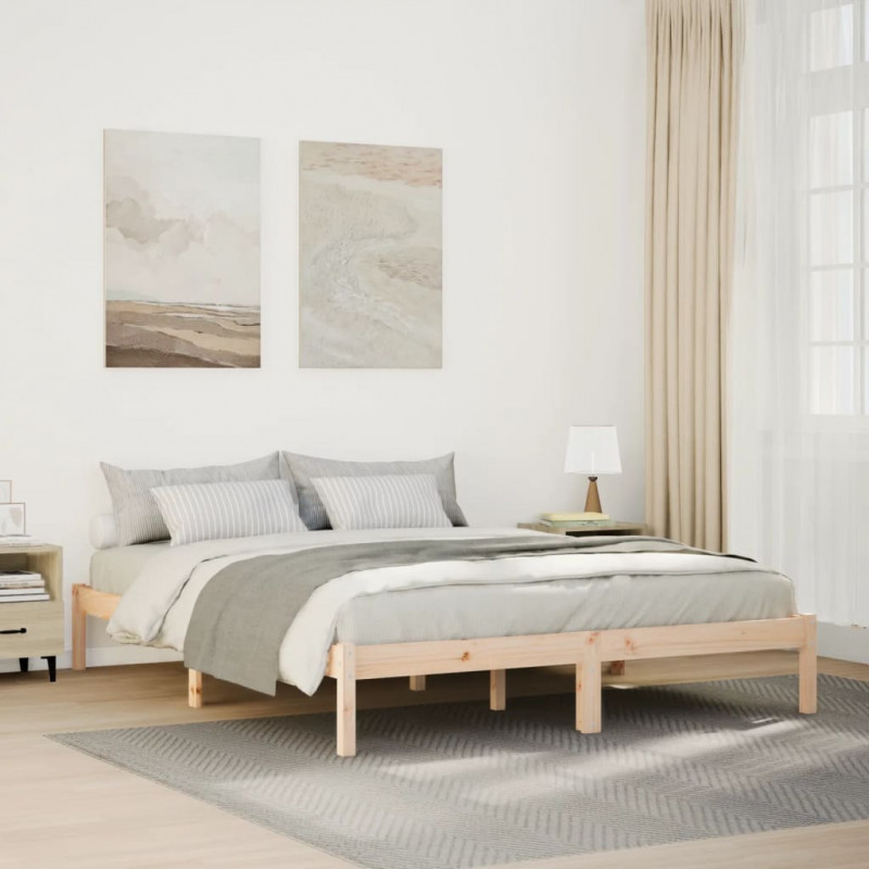 Dłuższe łóżko bez materaca, 140x210 cm, lite drewno sosnowe