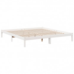 Dłuższe łóżko bez materaca, białe, 180x220 cm, drewno sosnowe