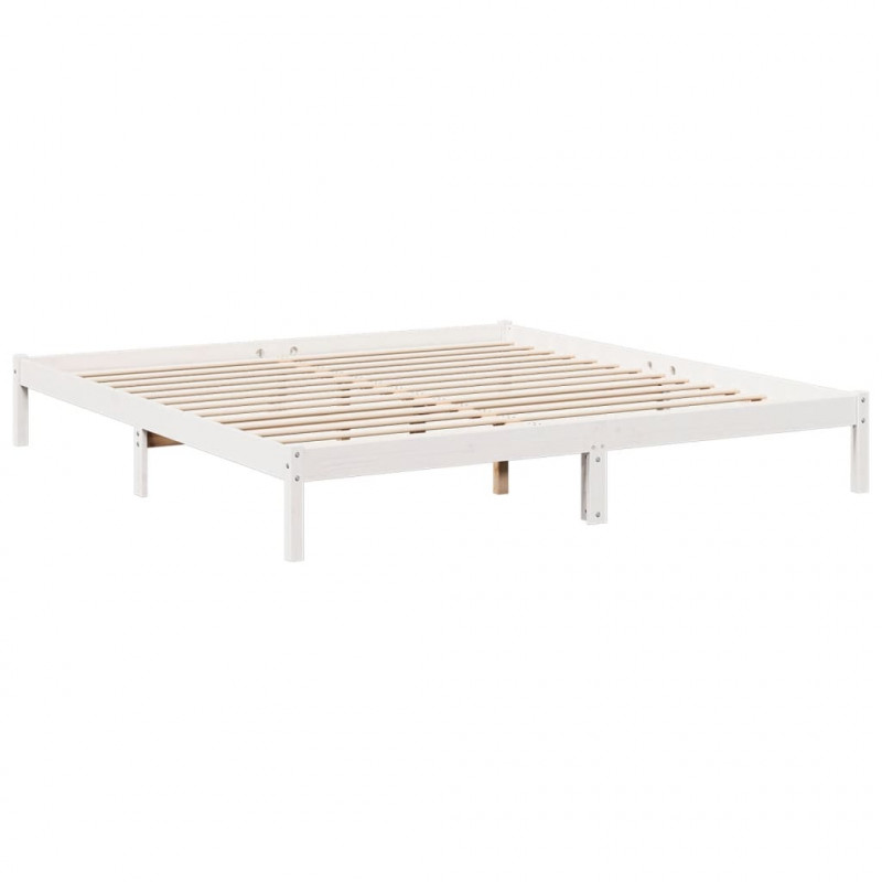 Dłuższe łóżko bez materaca, białe, 180x220 cm, drewno sosnowe