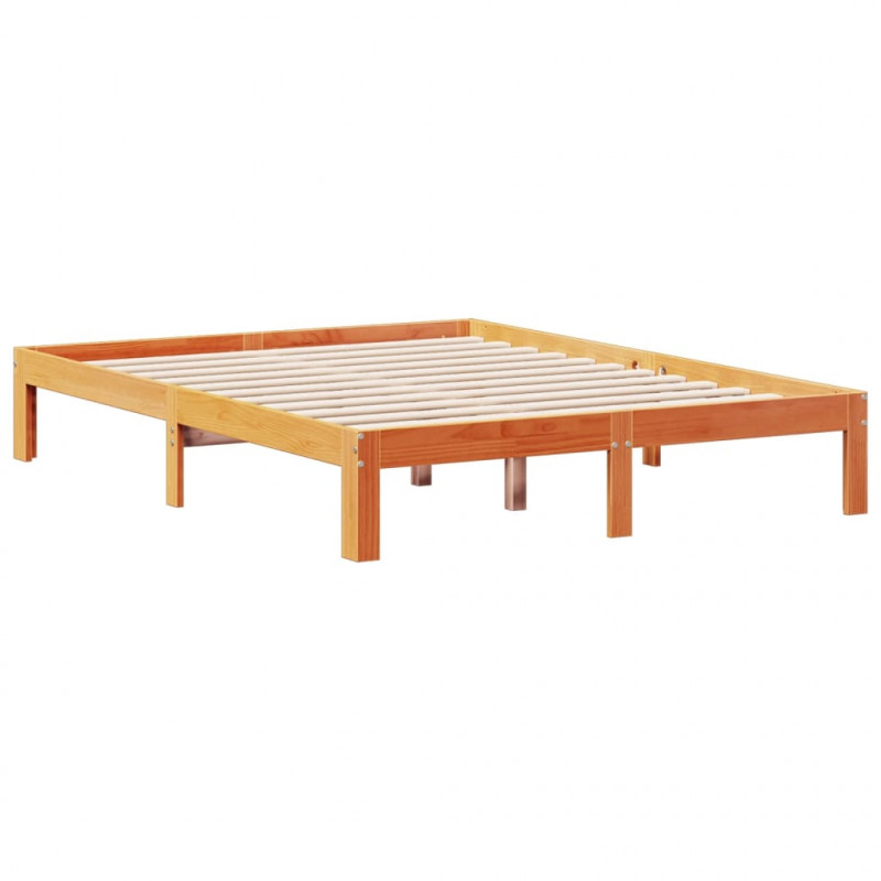 Łóżko z regałem, bez materaca, woskowy brąz, 140x190cm, sosnowe