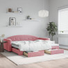 Sofa rozsuwana z szufladami, różowa, 90x200 cm, aksamit