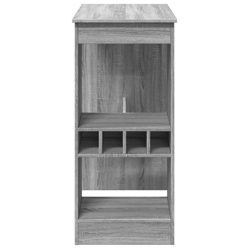 Stolik barowy z przegródkami, szary dąb sonoma, 90x47,5x103,5cm