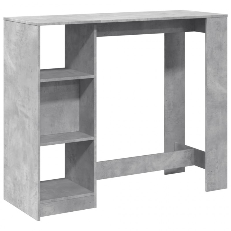 Stolik barowy z regałem, szarość betonu, 124x46x103,5 cm
