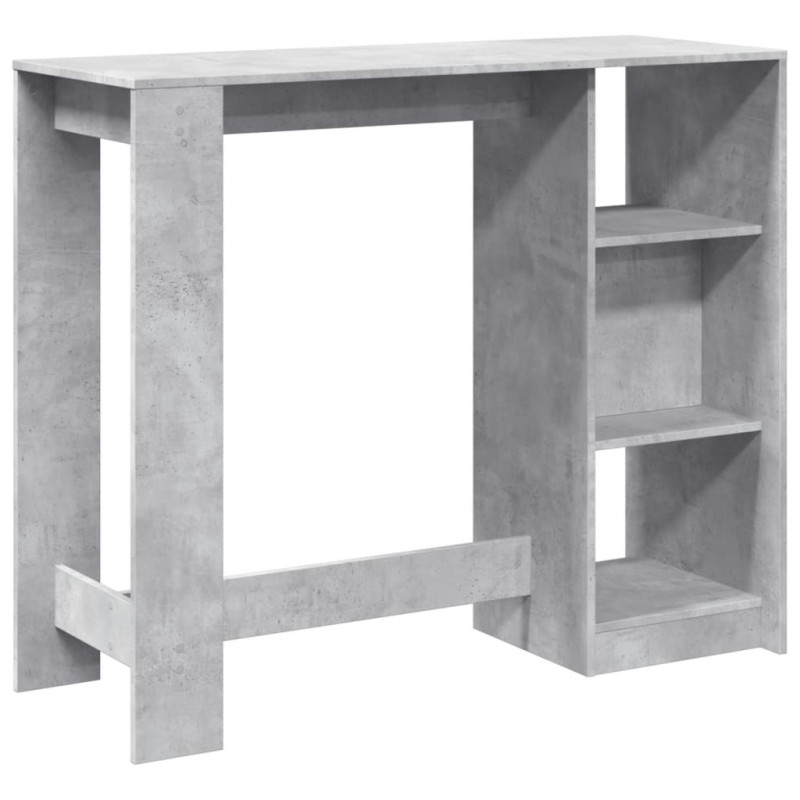 Stolik barowy z regałem, szarość betonu, 124x46x103,5 cm