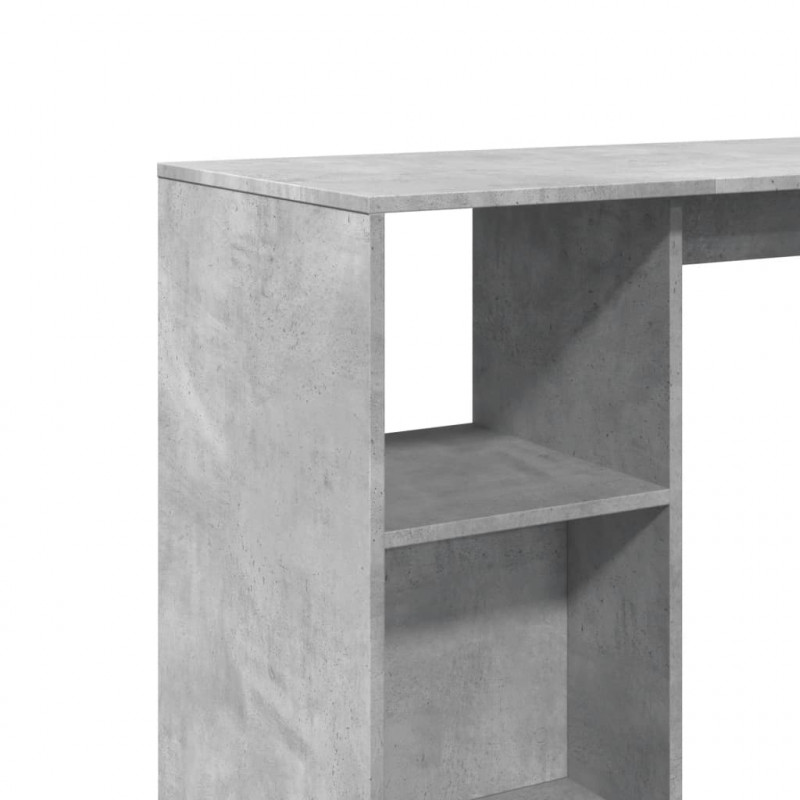 Stolik barowy z regałem, szarość betonu, 124x46x103,5 cm