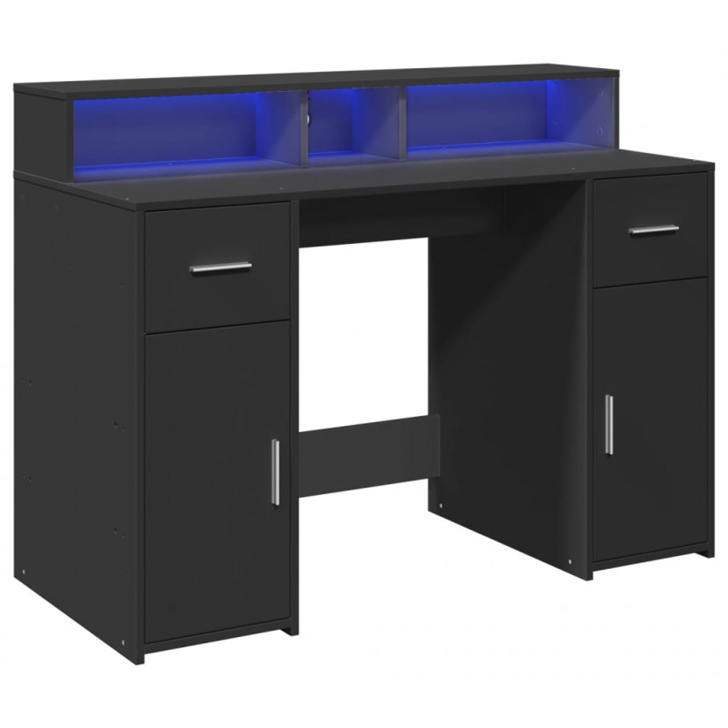 Biurko z podświetleniem LED, czarne, 120x55x91 cm