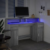 Biurko z podświetleniem LED, szary dąb sonoma, 140x55x91 cm