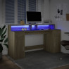 Biurko z podświetleniem LED, dąb sonoma, 160x55x91 cm