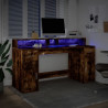 Biurko z podświetleniem LED, przydymiony dąb, 160x55x91 cm