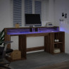 Biurko z podświetleniem LED, brązowy dąb, 200x55x91 cm