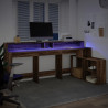 Biurko z podświetleniem LED, brązowy dąb, 200x104x91 cm