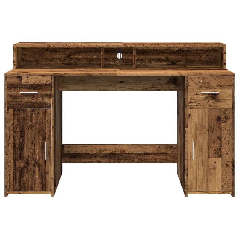 Biurko z podświetleniem LED, stare drewno, 140x55x91 cm