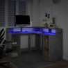 Biurko z podświetleniem LED, betonowa szarość, 130x130x91 cm