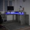 Biurko z podświetleniem LED, betonowa szarość, 152x152x91 cm
