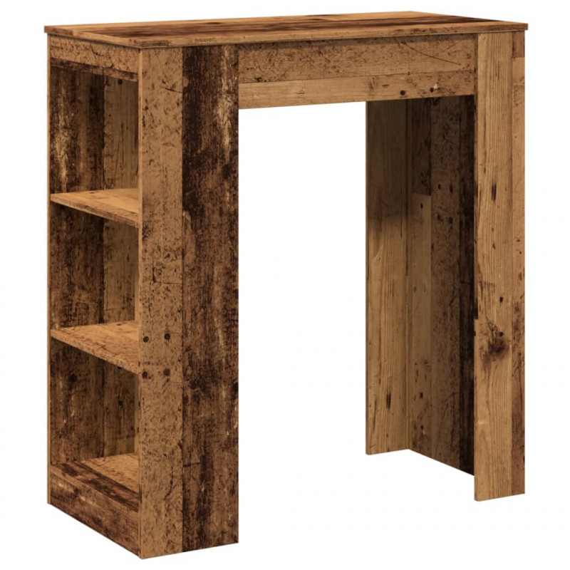 Stolik barowy z półkami, stare drewno, 95x47x103,5 cm