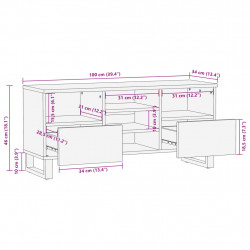 Szafka pod TV, 100x34x46 cm, lite surowe drewno mango