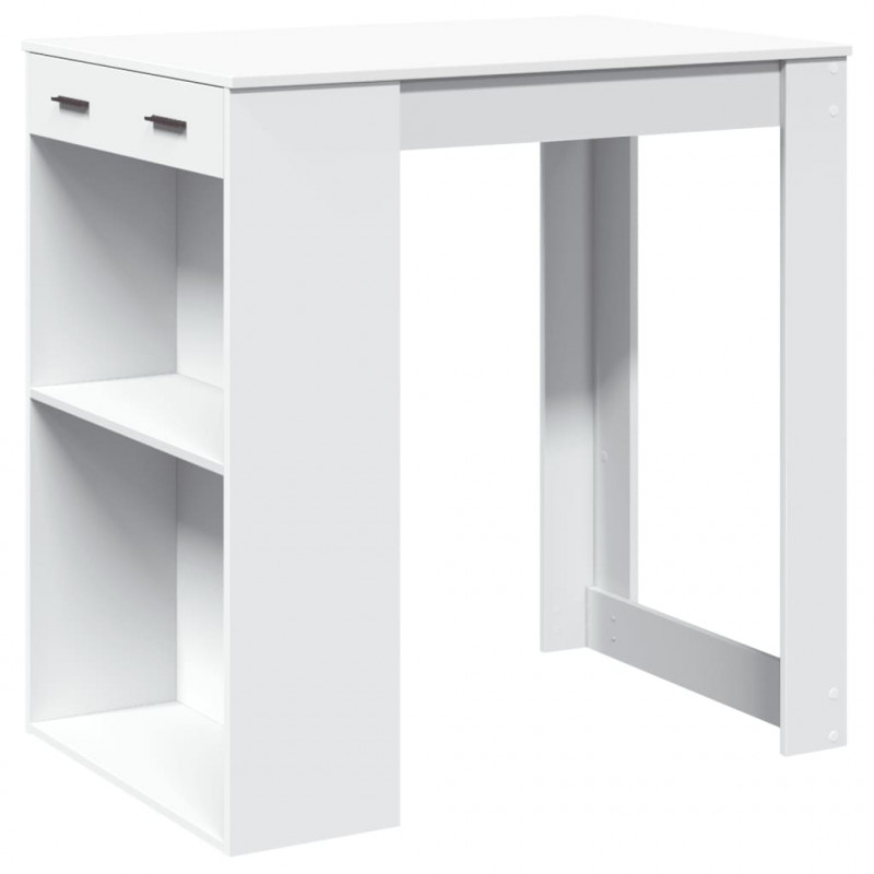 Stolik barowy, biały, 102x70x103,5 cm, materiał drewnopochodny