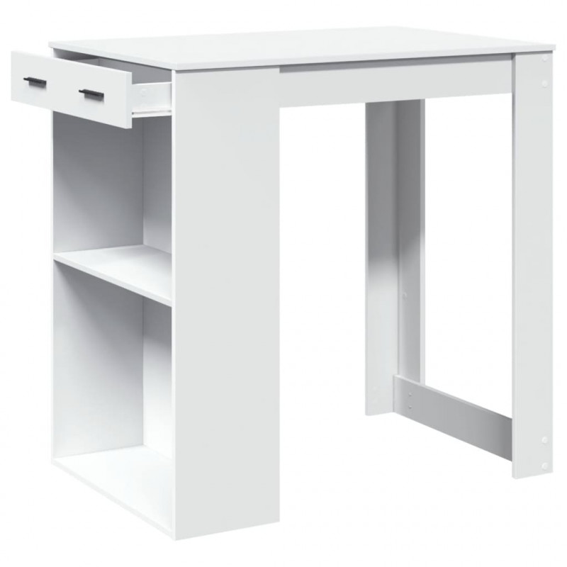 Stolik barowy, biały, 102x70x103,5 cm, materiał drewnopochodny