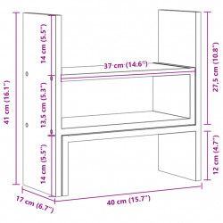 Organizer na biurko, regulowany, szarość betonu, 40x17x41 cm