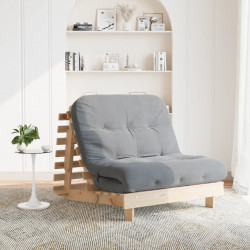 Sofa rozkładana typu futon, z materacem, 100x206x11 cm, sosnowa