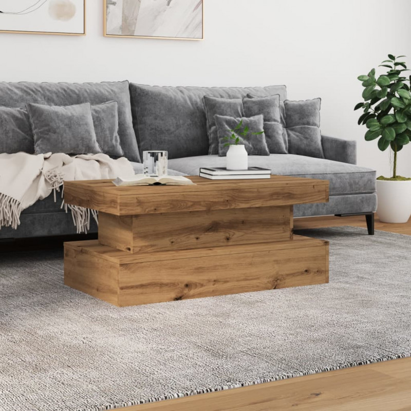 Stolik kawowy z oświetleniem LED, dąb artisian, 90x50x40 cm
