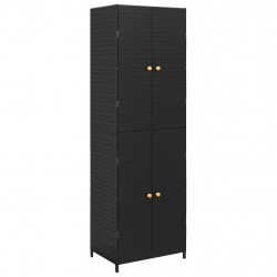 Szafka ogrodowa, czarna, 59x40x180 cm, rattan PE
