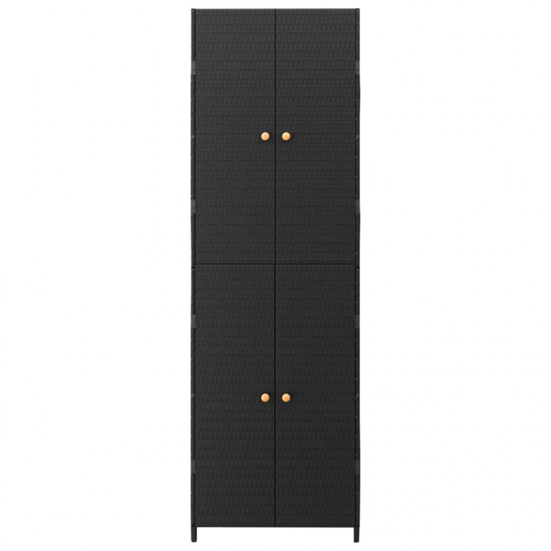 Szafka ogrodowa, czarna, 59x40x180 cm, rattan PE