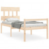Łóżko dla seniora, rama z wezgłowiem, pojedyncze, lite drewno