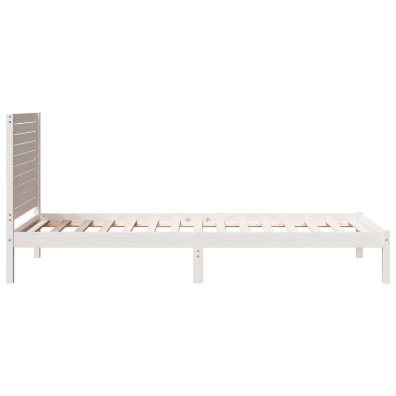Dłuższe łóżko bez materaca, białe, 100x210 cm, lite drewno