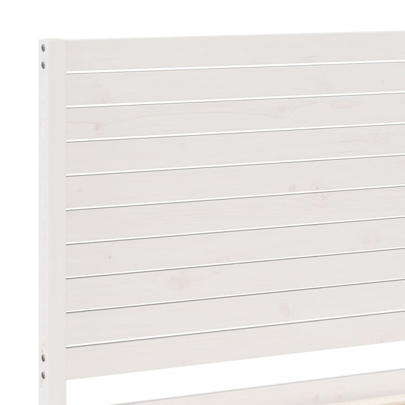 Dłuższe łóżko bez materaca, białe, 100x210 cm, lite drewno