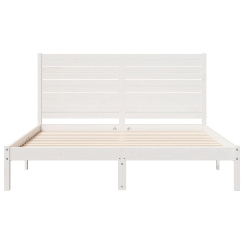 Dłuższe łóżko bez materaca, białe, 160x210 cm, lite drewno
