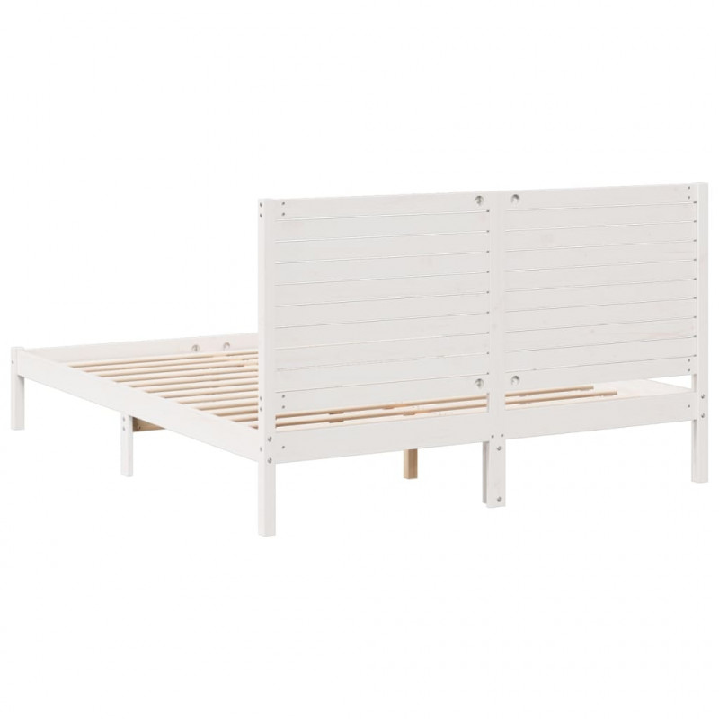 Dłuższe łóżko bez materaca, białe, 160x210 cm, lite drewno