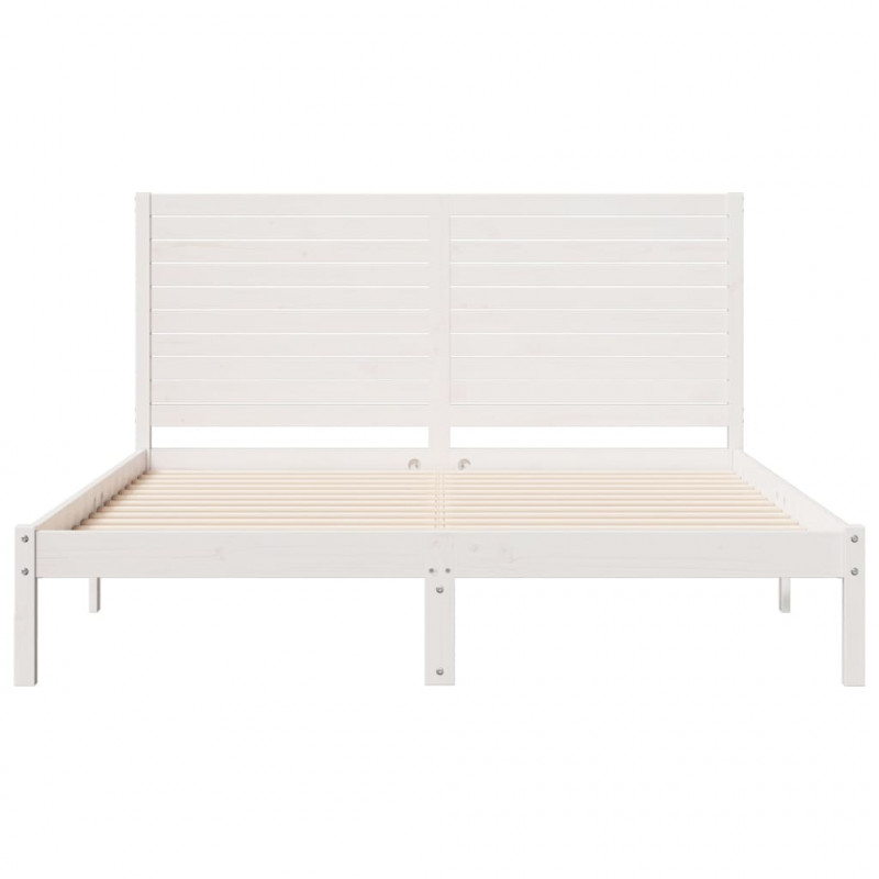 Dłuższe łóżko bez materaca, białe, 160x220 cm, lite drewno