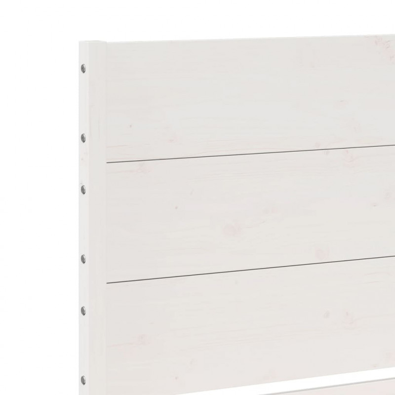 Dłuższe łóżko bez materaca, białe, 140x210 cm, lite drewno