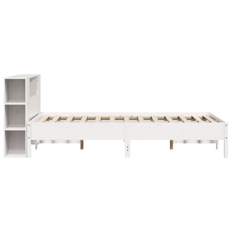 Łóżko z regałem, bez materaca, białe, 120x200 cm, sosnowe