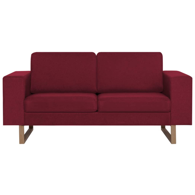 Sofa 2-osobowa, tapicerowana tkaniną, kolor czerwonego wina