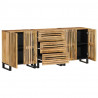 Szafki, 3 szt., 60x34x75 cm, lite surowe drewno mango