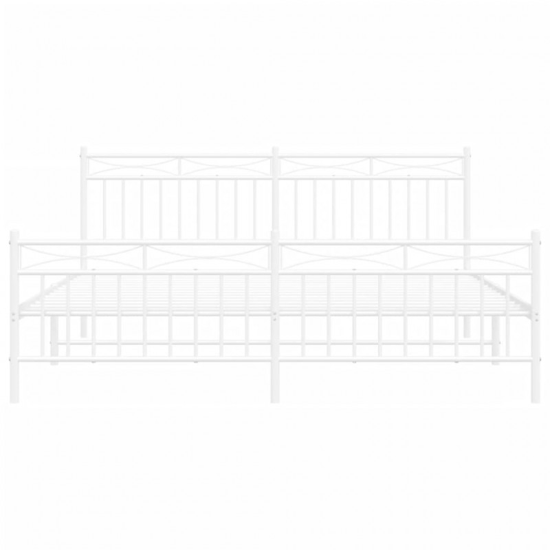 Metalowa rama łóżka z wezgłowiem i zanóżkiem, biała, 180x200 cm