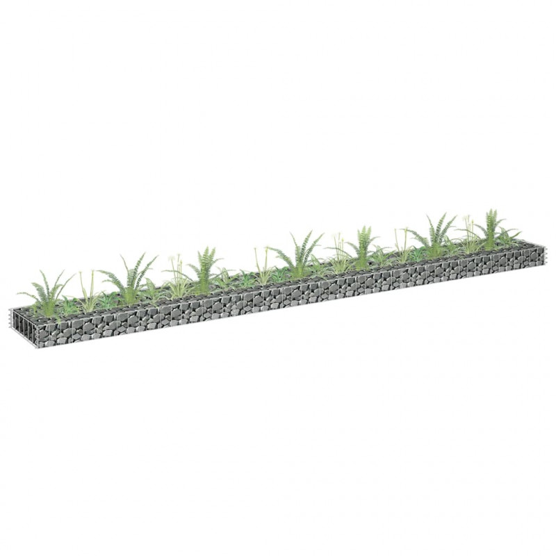 Podwyższona donica gabionowa, galwanizowana stal, 270x30x10 cm