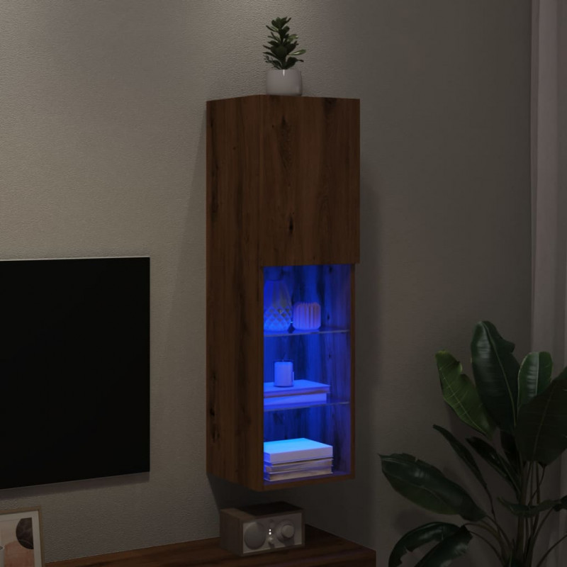 Szafka TV z LED, dąb artisian, 30,5x30x102 cm