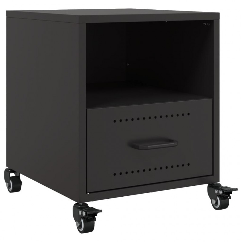 Szafki nocne, 2 szt., czarne, 36x39x43,5 cm, stal