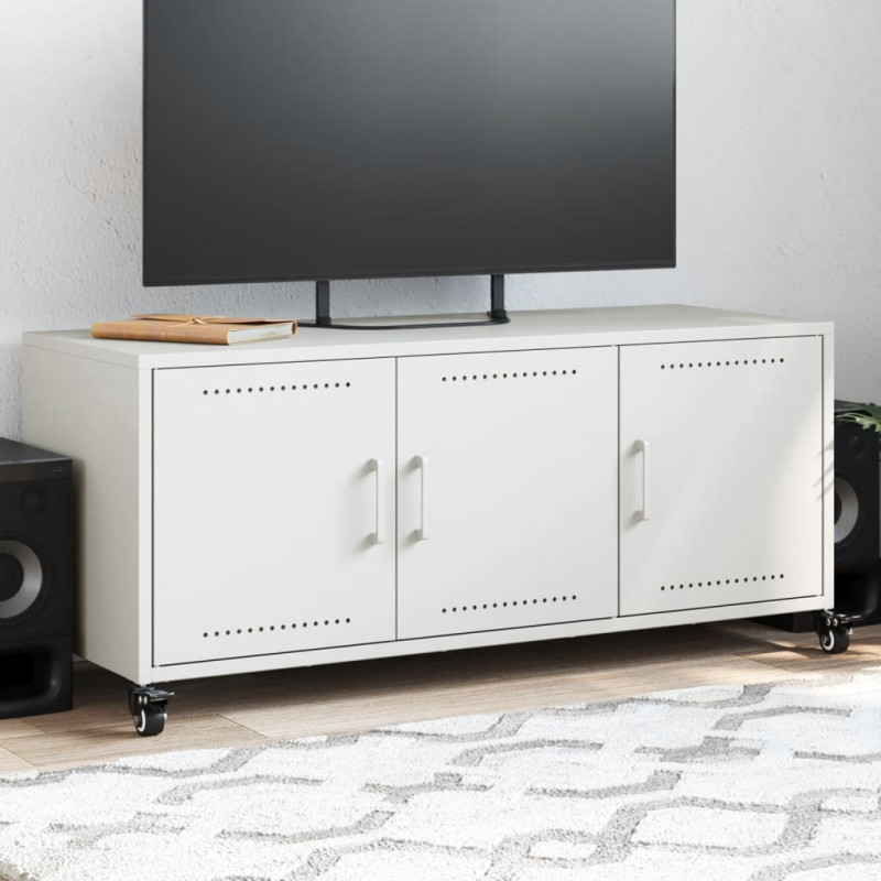 Szafka RTV, biała, 100,5x39x43,5 cm, stal