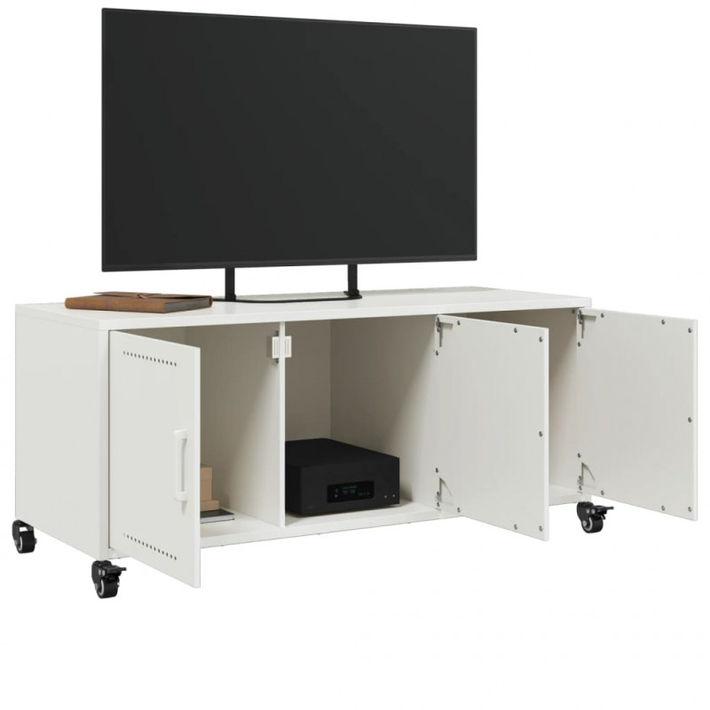 Szafka RTV, biała, 100,5x39x43,5 cm, stal