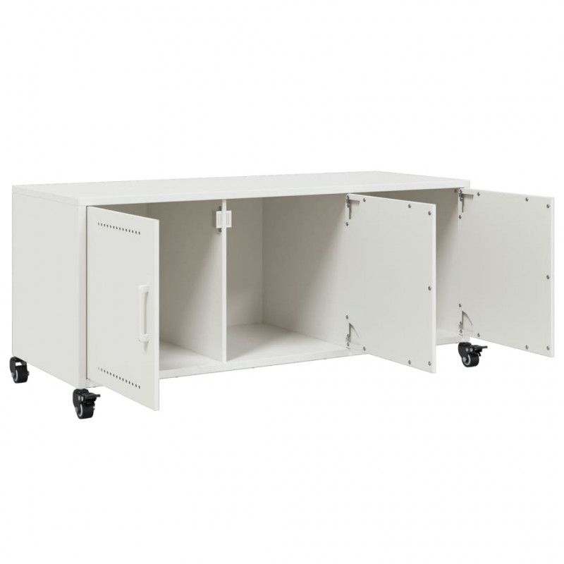 Szafka RTV, biała, 100,5x39x43,5 cm, stal